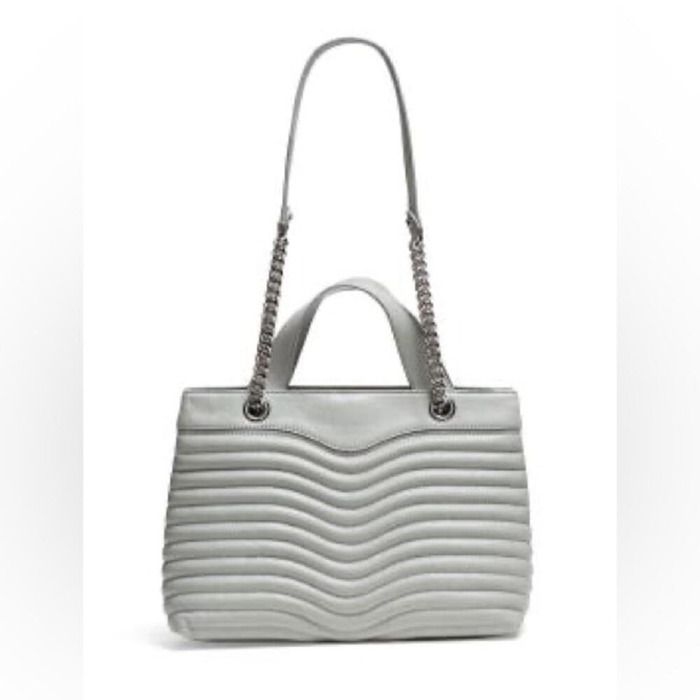 REBECCA MINKOFF Leather m.a.b. Quilted Wave Satchel Shoulder Bag in Perlo - Picture 4 of 16